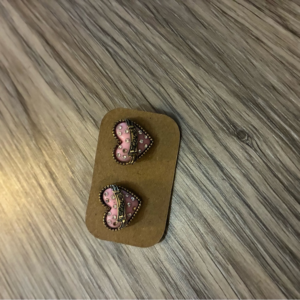 Pink Heart Betsey Johnson Earrings